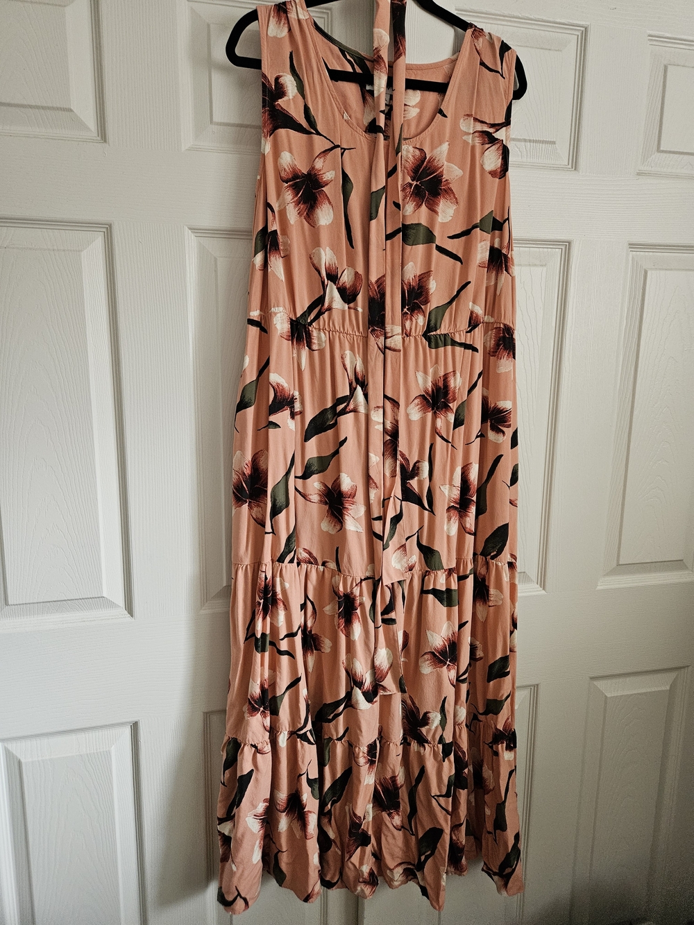 Ava & Viv Peach Floral Maxi with Tie Belt With Pockets